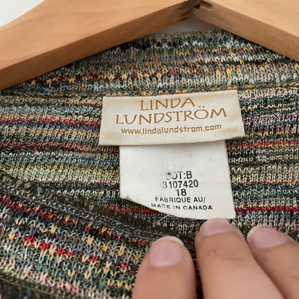 Linda Lundstrom Muticolored Rainbow Knit Jacket Sweater Set Lagenlook - Picture 4 of 9
